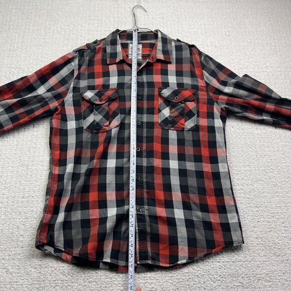 44mm Shirt Mens XL Black / Red Button Up Cotton Cowboy Legendary Work Western - Picture 8 of 14